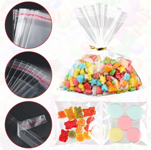 200 Pcs Pretzel Rod Bags Small Clear Individual Plastic Self Sealing Cellophane Treat Bags with Twist Ties for Chocolate Candies Cookies Candy Packaging Wrapping Gift Party Favors in Saudi Arabia