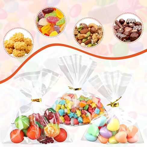 200 Pcs Pretzel Rod Bags Small Clear Individual Plastic Self Sealing Cellophane Treat Bags with Twist Ties for Chocolate Candies Cookies Candy Packaging Wrapping Gift Party Favors in Saudi Arabia