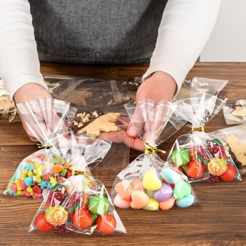 200 Pcs Pretzel Rod Bags Small Clear Individual Plastic Self Sealing Cellophane Treat Bags with Twist Ties for Chocolate Candies Cookies Candy Packaging Wrapping Gift Party Favors in Saudi Arabia