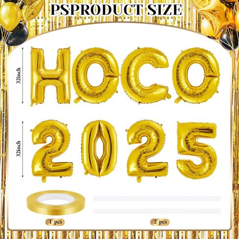 Realspring 8 Pcs Hoco 2025 Balloon Banner 32 Inch Silver Letter Foil Balloon with Blowing Tube Ribbon Hoco 2025 Backdrop Decor for Homecoming Dance Back to School Party First Day of School Supplies in Saudi Arabia