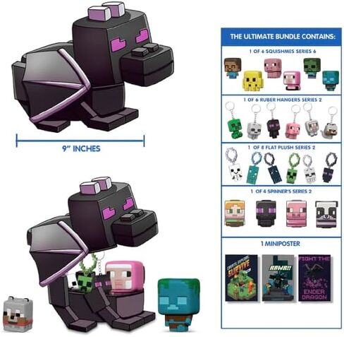 Minecraft Ultimate Bundle – 12″ Creeper Storage Figure + 5 Plush & Squish Minis + 5.5″ Creeper Pop‑It Fidget + Surprise Cube & Keychains – Official Mojang Licensed, Kids Gift Set in Saudi Arabia