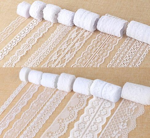 27 Yards Beige Lace Ribbon, Cotton Lace Trim, 9 Styles Lace Trim for Sewing, Vintage Boho Ribbon for DIY Sewing Craft Wedding Decoration Christmas Package, 3 Yards Each in Saudi Arabia