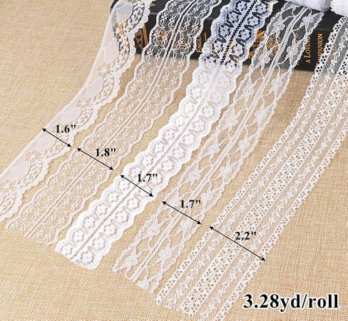 27 Yards Beige Lace Ribbon, Cotton Lace Trim, 9 Styles Lace Trim for Sewing, Vintage Boho Ribbon for DIY Sewing Craft Wedding Decoration Christmas Package, 3 Yards Each in Saudi Arabia