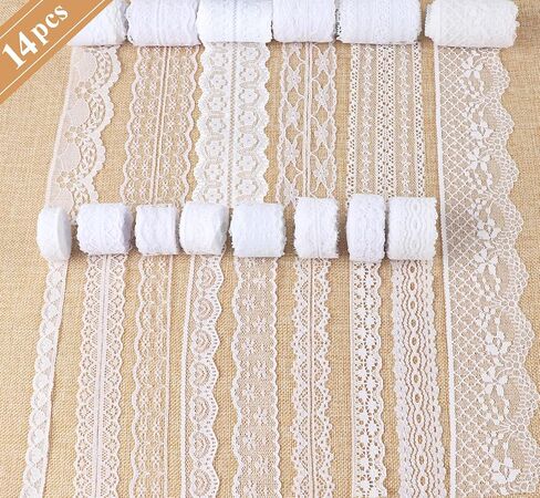 27 Yards Beige Lace Ribbon, Cotton Lace Trim, 9 Styles Lace Trim for Sewing, Vintage Boho Ribbon for DIY Sewing Craft Wedding Decoration Christmas Package, 3 Yards Each in Saudi Arabia