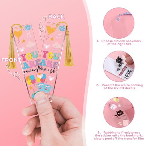 UV DTF Bookmark Wraps - 24 Sheets Halloween UVDTF Decals for Acrylic Bookmark Blanks, Cute Ghost Skull Bat Double-Sided Printing Rub on Transfer Stickers for Book Lover DIY Crafts Gift in Saudi Arabia