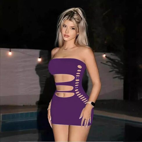 Womens Lingerie for Women Sexy Strapless Tube Short Bodycon Mini Dress Babydoll Chemise Cut Out Party Club Night Out Dresses in Saudi Arabia
