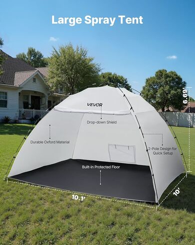 VEVOR Portable Paint Booth, Larger Spray Paint Tent with Built-in Floor & Mesh Screen & Windproof Hooks, Painting Tent Station for Furniture DIY Hobby Tool, 7.5x5.2x5.2ft Spray Paint Shelter in Kuwait