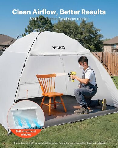 VEVOR Portable Paint Booth, Larger Spray Paint Tent with Built-in Floor & Mesh Screen & Windproof Hooks, Painting Tent Station for Furniture DIY Hobby Tool, 7.5x5.2x5.2ft Spray Paint Shelter in Kuwait