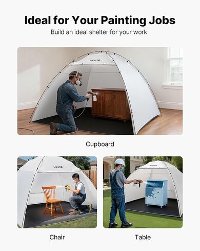VEVOR Portable Paint Booth, Larger Spray Paint Tent with Built-in Floor & Mesh Screen & Windproof Hooks, Painting Tent Station for Furniture DIY Hobby Tool, 7.5x5.2x5.2ft Spray Paint Shelter in Kuwait