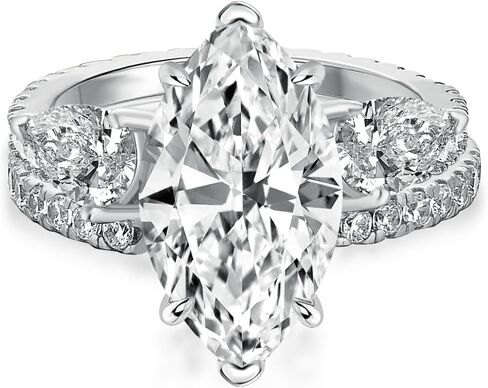 3.5CT MARQUISE CUT أقحم مجموعة خاتم الخطوبة ، S925 Silver 5A خاتم الزفاف الزركونيا الزركونيا للنساء in Kuwait