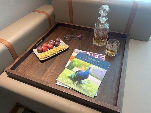 24x24 inches Square Walnut Wooden Ottoman Tray, Large Living Room Serving Tray in Saudi Arabia