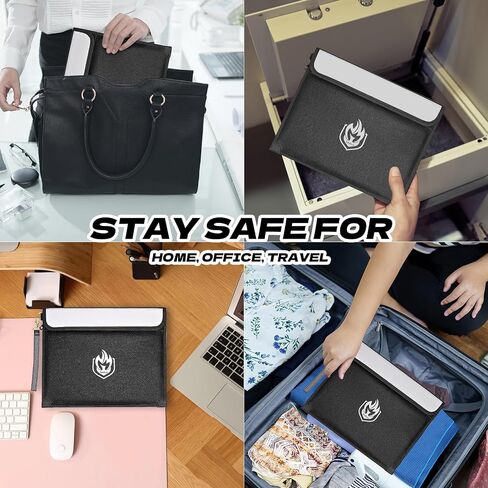 2 جيوب حقيبة وثيقة مقاومة للحريق 6200 درجة فهرنهايت ، 10 طبقات مقاومة للماء حقيبة أموال مقاومة للحريق نقدا مع شريط عاكس ، حقيبة حامل مستندات ماء معزولة الحرارة ، تخزين آمن النار ، 14.7 "× 11.2" in Kuwait