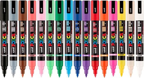 علامات الطلاء المائية POSCA PC-5BR ، طرف فرشاة قابل للانعكاس (1.0-4.0 مم) ، ألوان متنوعة ، 8 عبوات in Kuwait