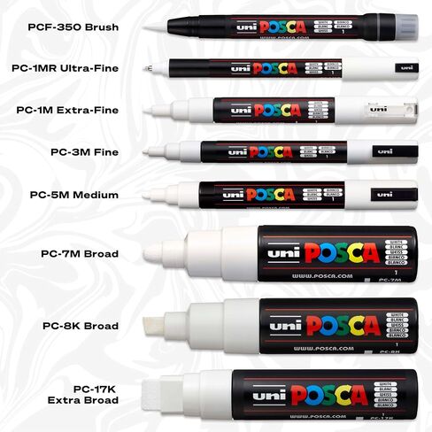 علامات الطلاء المائية POSCA PC-5BR ، طرف فرشاة قابل للانعكاس (1.0-4.0 مم) ، ألوان متنوعة ، 8 عبوات in Kuwait