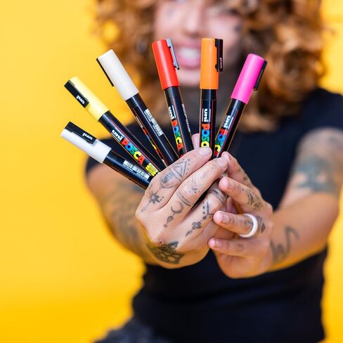 علامات الطلاء المائية POSCA PC-5BR ، طرف فرشاة قابل للانعكاس (1.0-4.0 مم) ، ألوان متنوعة ، 8 عبوات in Kuwait