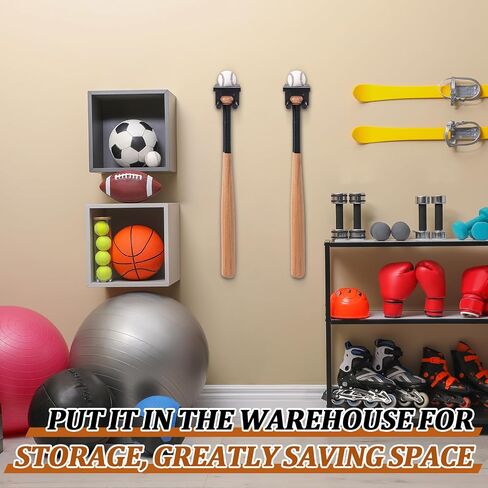 Weysat Baseball Bat and Ball Holder Wall Respare يمكن أن يحمل 4 مجموعات من كرات البيسبول والضرب in Saudi Arabia