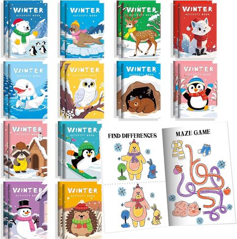 BenLouis 24 Pack Fall Mini Activity Books for Kids ages 4-8-16 Autumn Party Favors Bulk Different Brain Game for Classroom Travel Craft Activities Thanksgiving Birthday Goodie Bag Gift Stuffer in Saudi Arabia