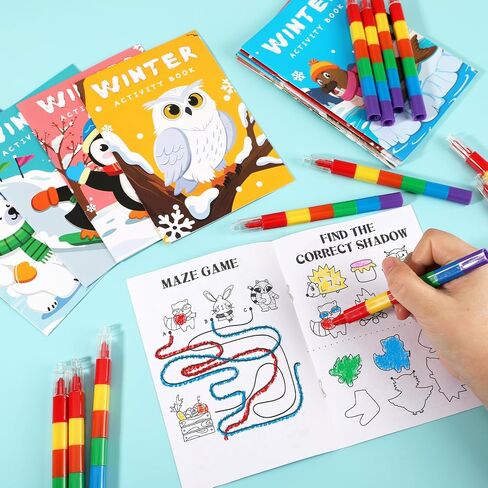 BenLouis 24 Pack Fall Mini Activity Books for Kids ages 4-8-16 Autumn Party Favors Bulk Different Brain Game for Classroom Travel Craft Activities Thanksgiving Birthday Goodie Bag Gift Stuffer in Saudi Arabia