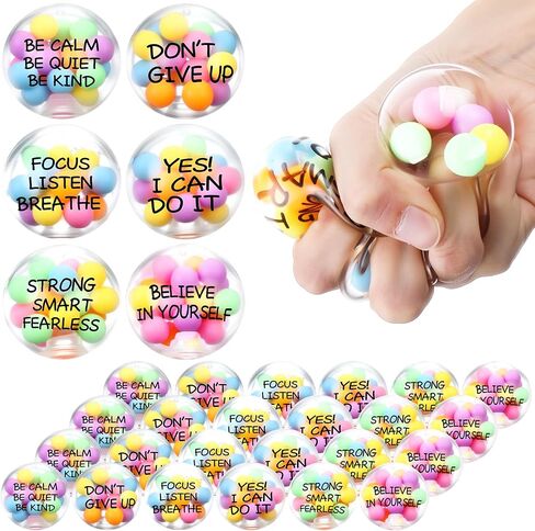 Shappy 24 Pcs Inspirational Stress Relief Balls Motivational Stress Ball Encouraging Color Sensory Toy Bulk Squish Toy for Adults Small Therapy Toys for Gifts Fidget Anxiety 2.36 Inch (Colorful) in Saudi Arabia