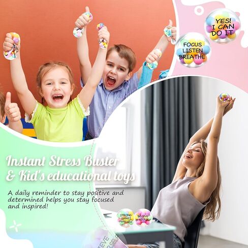 Shappy 24 Pcs Inspirational Stress Relief Balls Motivational Stress Ball Encouraging Color Sensory Toy Bulk Squish Toy for Adults Small Therapy Toys for Gifts Fidget Anxiety 2.36 Inch (Colorful) in Saudi Arabia