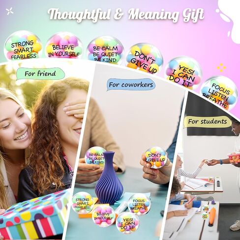 Shappy 24 Pcs Inspirational Stress Relief Balls Motivational Stress Ball Encouraging Color Sensory Toy Bulk Squish Toy for Adults Small Therapy Toys for Gifts Fidget Anxiety 2.36 Inch (Colorful) in Saudi Arabia