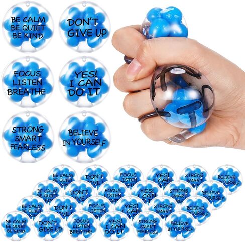 Shappy 24 Pcs Inspirational Stress Relief Balls Motivational Stress Ball Encouraging Color Sensory Toy Bulk Squish Toy for Adults Small Therapy Toys for Gifts Fidget Anxiety 2.36 Inch (Colorful) in Kuwait