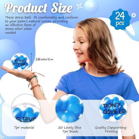 Shappy 24 Pcs Inspirational Stress Relief Balls Motivational Stress Ball Encouraging Color Sensory Toy Bulk Squish Toy for Adults Small Therapy Toys for Gifts Fidget Anxiety 2.36 Inch (Colorful) in Kuwait