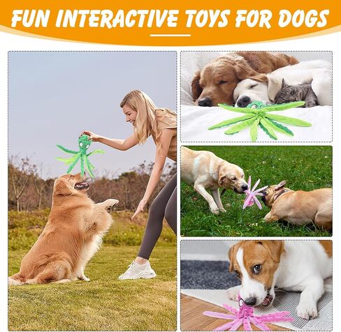 2 PCS Octopus Dog Toys ، لا حشو ألعاب الكلب الصاخبة مضغ ألعاب للكلاب جرو لعبة الكلب غير قابلة للتدمير للكلاب الصغيرة والمتوسطة والكبيرة (الأزرق ، الأرجواني) in Kuwait