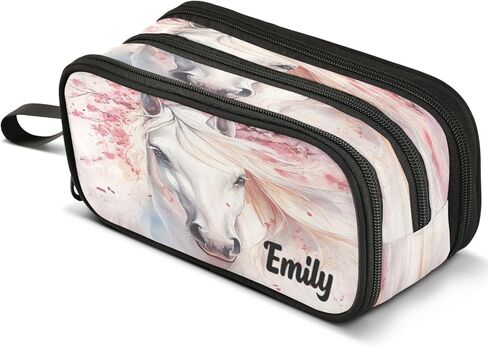 Alaza Pink Bow Rhombus Plaid Carge Pencil Case ، حقيبة قلم رصاص حقيبة مع 3 مقصور in Kuwait