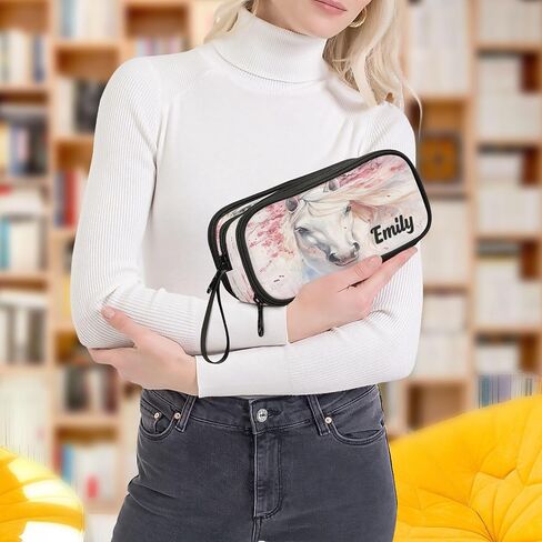 Alaza Pink Bow Rhombus Plaid Carge Pencil Case ، حقيبة قلم رصاص حقيبة مع 3 مقصور in Kuwait