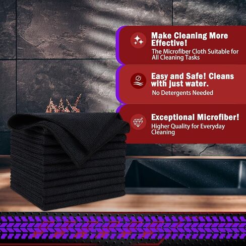 20 Pack Microfiber Cleaning Cloths, 12x12 Inch Lint-Free Towels for Cars, Kitchens, Windows, Workshops - Super Absorbent & Scratch-Free, Grey in Saudi Arabia