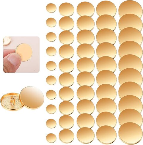 jieyao 50pcs الأزرار المسطحة المعدنية الفضية للألواح ، أزرار خياطة مستديرة على شكل نساء للنساء بدلة معطف السترة قميص 10 مم 18 مم 15 مم 20 مم (فضية) in Saudi Arabia