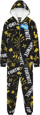 Fortnite One Piece Pajamas for Boys, Teens, Fleece Jumpsuit, Hooded Sleepwear, Cozy Gamer PJ, Loungewear PJs, Gifts for Boys in Saudi Arabia