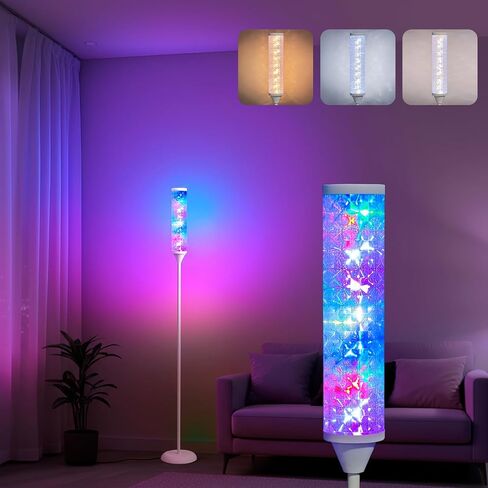 World Win Prism Glow Glow Lample مع تموج Watter ، مصباح أرضي RGB Smart RGB مع تحكم في التطبيق والتحكم عن بعد ، 16 م+ و 3 درجات حرارة ملونة ، مزامنة الموسيقى ، مصابيح دائمة حديثة لغرفة غرفة المعيشة in Saudi Arabia