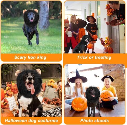 Vivifying Dog Lion Costume, Adjustable Pet Halloween Costumes Lion Mane Wig with Tail for Medium and Large Dog Dress up (Brown) in Kuwait