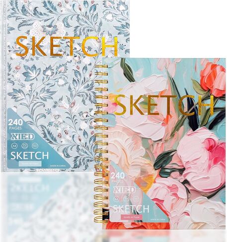 Xieed 【2+1 3 Pack 8 "x 11" كتاب رسم ، كتاب رسم ملزمة حلزوني*2 & غلاف رسم رسم*1،120 ورقة*3 ورق الرسم ، كتاب رسم فني مجاني للحمض للبالغين والمبتدئين الفنانين in Kuwait