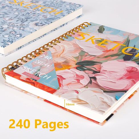 Xieed 【2+1 3 Pack 8 "x 11" كتاب رسم ، كتاب رسم ملزمة حلزوني*2 & غلاف رسم رسم*1،120 ورقة*3 ورق الرسم ، كتاب رسم فني مجاني للحمض للبالغين والمبتدئين الفنانين in Kuwait