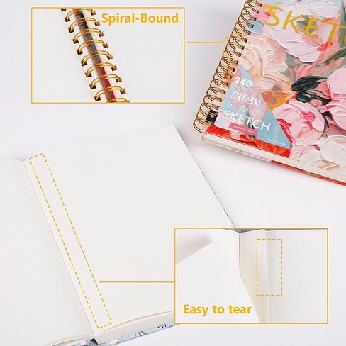 Xieed 【2+1 3 Pack 8 "x 11" كتاب رسم ، كتاب رسم ملزمة حلزوني*2 & غلاف رسم رسم*1،120 ورقة*3 ورق الرسم ، كتاب رسم فني مجاني للحمض للبالغين والمبتدئين الفنانين in Kuwait
