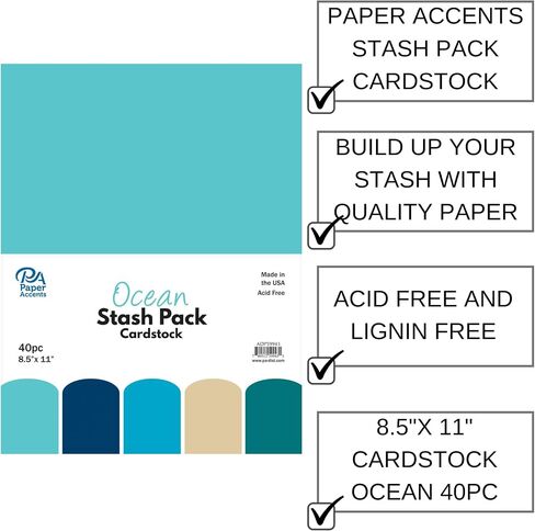 PA Paper Paper Assuents Stash Pack Cardstock Pack 8.5 "× 11" المحايدة الخفيفة ، ورق البطاقات الملونة لصنع البطاقات ، والسردة ، والطباعة ، والراحة والحرف ، 65 رطل ، 40 قطعة in Saudi Arabia