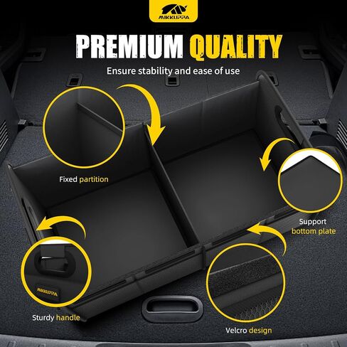 Mikkuppa Car Trunk Organizer - 70L LOPTIBLEST TRUNK منظمًا للبقالة ، منظمي تخزين السيارات لشاحنة شاحنات السيارات ذات الشاحنة السيارات مع قاع غير قبيح (أسود) (أسود) in Saudi Arabia
