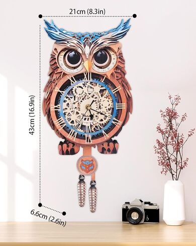 3D Wooden Puzzles for Adults, Detective Cat Clock with Pendulum Model Kit, 3D Puzzles for Adults Room Home Decor DIY Wall Clock Kit, Holiday Birthday Christmas Day Gifts for Men Women Teens in Kuwait