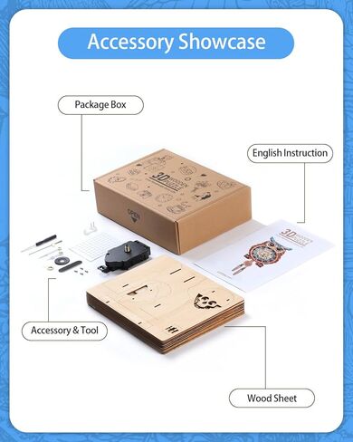 3D Wooden Puzzles for Adults, Detective Cat Clock with Pendulum Model Kit, 3D Puzzles for Adults Room Home Decor DIY Wall Clock Kit, Holiday Birthday Christmas Day Gifts for Men Women Teens in Kuwait