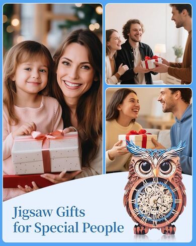 3D Wooden Puzzles for Adults, Detective Cat Clock with Pendulum Model Kit, 3D Puzzles for Adults Room Home Decor DIY Wall Clock Kit, Holiday Birthday Christmas Day Gifts for Men Women Teens in Kuwait