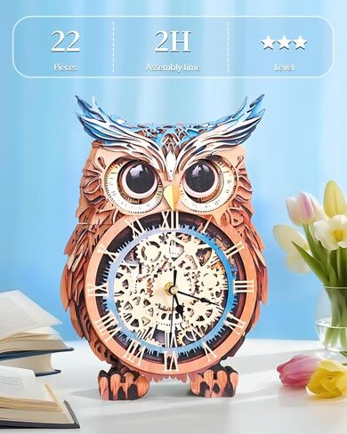 3D Wooden Puzzles for Adults, Detective Cat Clock with Pendulum Model Kit, 3D Puzzles for Adults Room Home Decor DIY Wall Clock Kit, Holiday Birthday Christmas Day Gifts for Men Women Teens in Kuwait