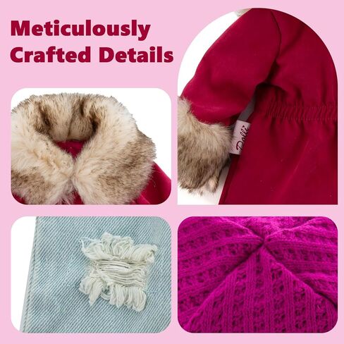 مجموعة ملابس الدمية مجموعة 5-PC الموضة الخردل مجموعة معطف الشتاء تشمل معطف دافئ ، قميص ، جينز ، قبعة متماسكة صفراء ووشاح متماسكة ، ملابس ملابس غير رسمية تناسب 18 بوصة دمى الفتيات الأمريكيات in Kuwait