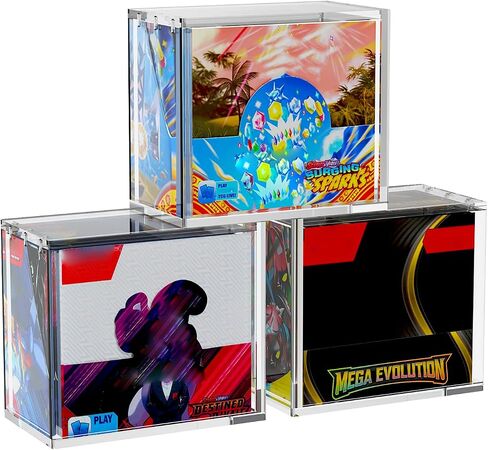PKMN Booster Box Acrylic Case Protector(1 Pack)–Ultra Thick 6/8mm Clear Acrylic Display Box with Sliding Slot & 5mm Magnetic Lid,Rounded Edges,Collector Case Compatible with Trading Card Booster Boxes in Kuwait