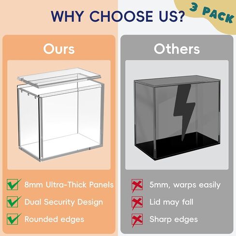 PKMN Booster Box Acrylic Case Protector(1 Pack)–Ultra Thick 6/8mm Clear Acrylic Display Box with Sliding Slot & 5mm Magnetic Lid,Rounded Edges,Collector Case Compatible with Trading Card Booster Boxes in Kuwait