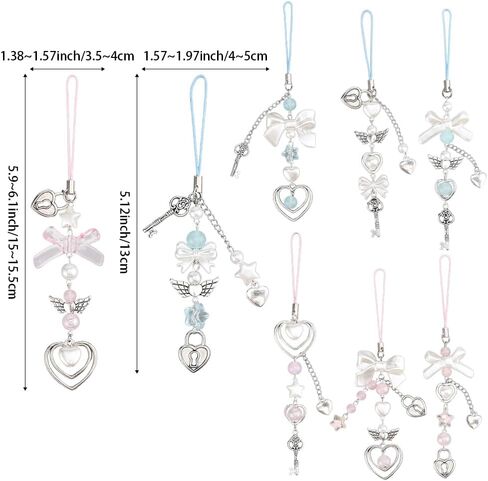 Sunnyclue 1 Box DIY 189pcs 8 مجموعات سحر الهاتف صنع مجموعة Cherry Charms Bulk Bowknot Round Round Deritation Pearl Leaf Beads for Phone Decor Straps Strap in Saudi Arabia
