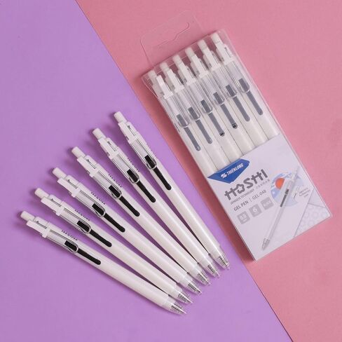Hoshi 6 PCs Premium Retractable Gel Pens Blue Ink, 0.5mm Fine Point, Auto-Lock Pocket Clip, Quick-Dry Japanese Ink for Teacher, College, Back to School & Office Supplies in Saudi Arabia