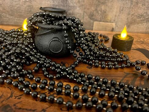 GIFTEXPRESS 72 حزمة من 33 قلادة خرز ماردي جراس، قلادة مطرزة بالذهب والفضة المعدنية السوداء، رميات ماردي جراس، قلادات زي خرز الحفلات in Saudi Arabia